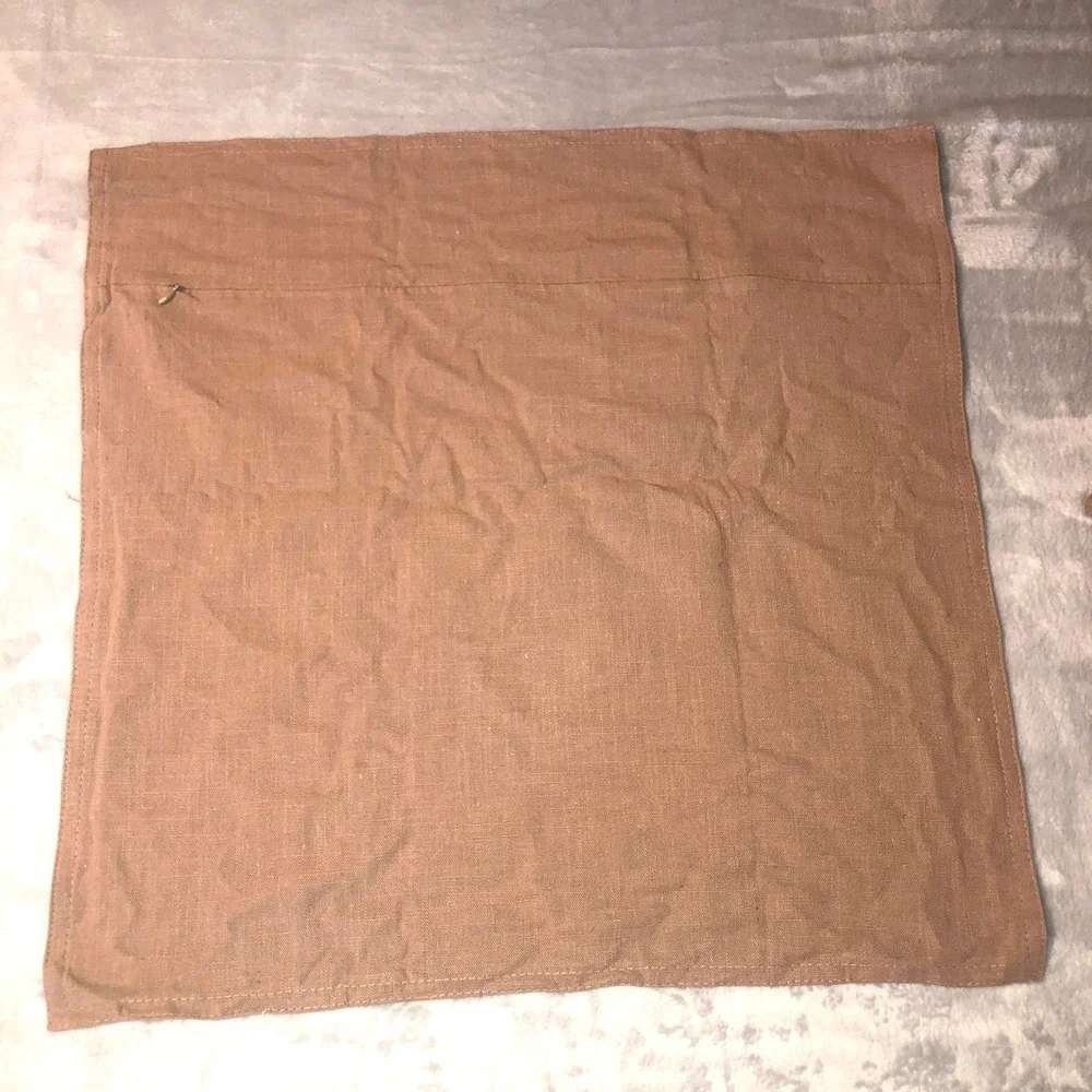 Set of 2 CoCo Brown Linen-Like Sofa Throw Pillow Covers 20x20 Square Flange Edge